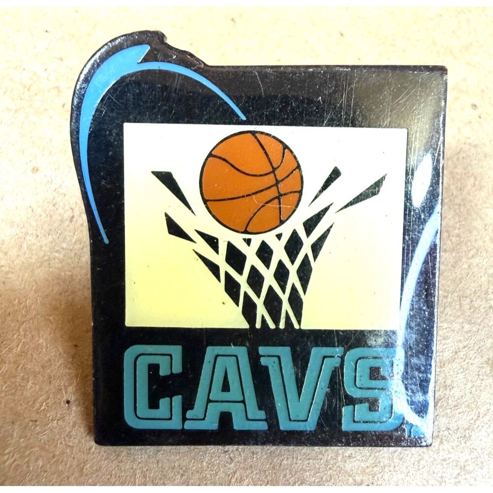 90s Cleveland Cavaliers Vintage NBA Enamel Lapel Pin Blue Teal Net Logo Cavs